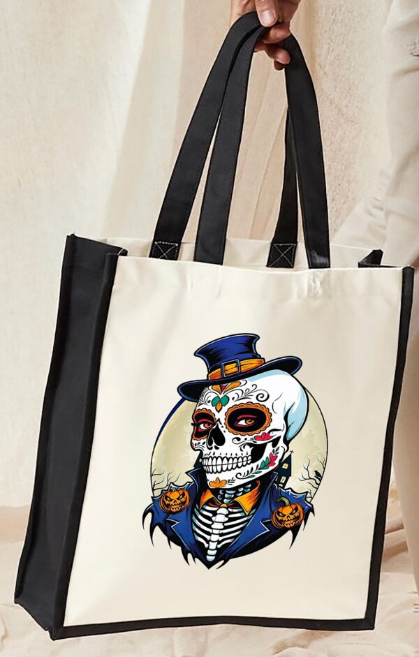 Sac cabas tête de mort mexicaine calavera bleu