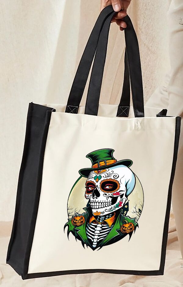 Sac cabas tête de mort mexicaine calavera vert