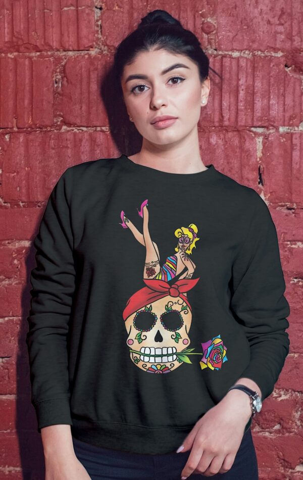 Sweat Tête de Mort Mexicaine Pinup Multicoloe