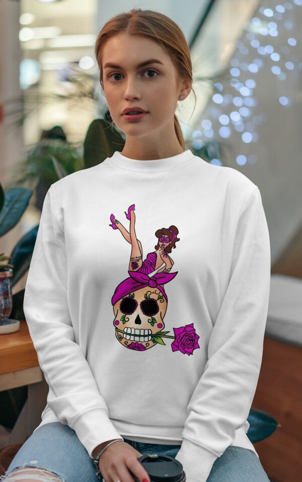 Sweat Tête de Mort Mexicaine Pinup Rose